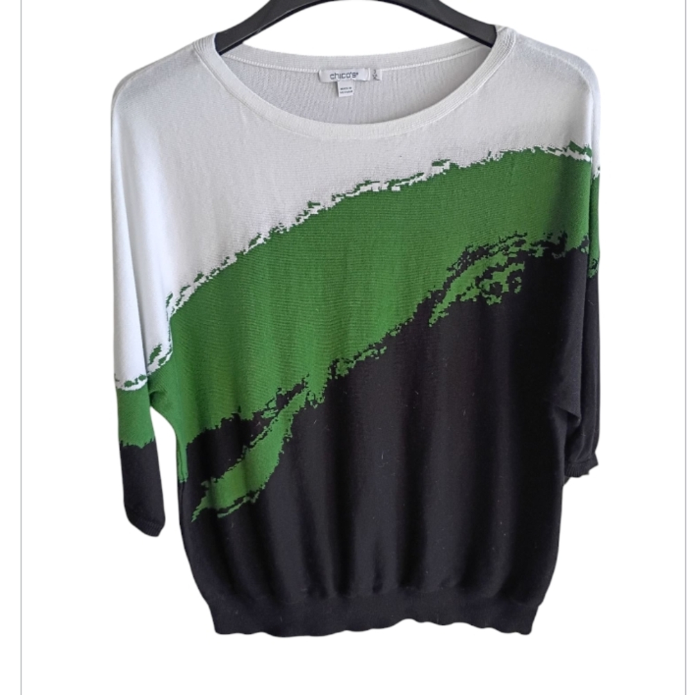 Chico's Green and Black Sweater